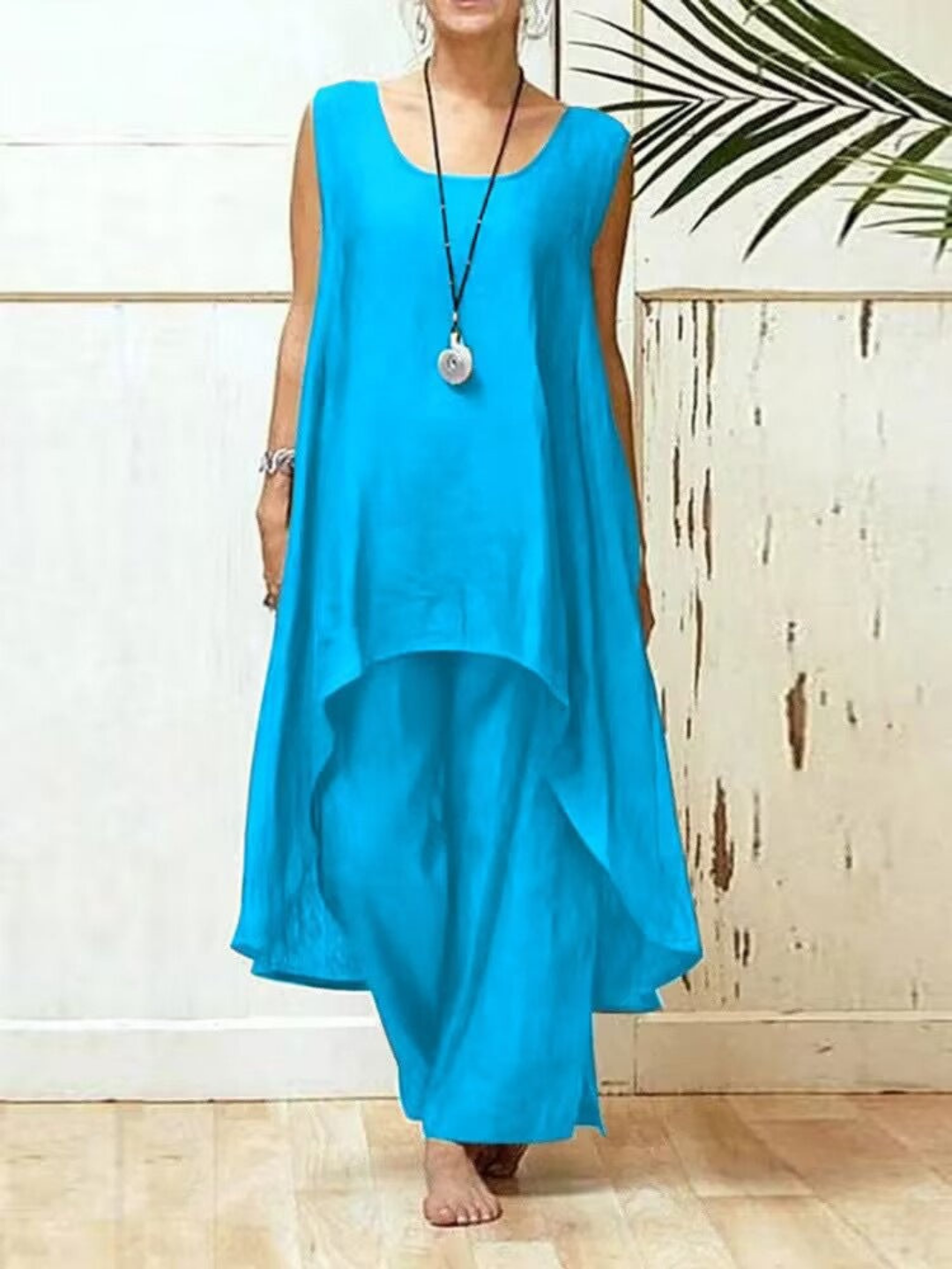 Imara | Women's Linen Sleeveless Asymmetric Tunic