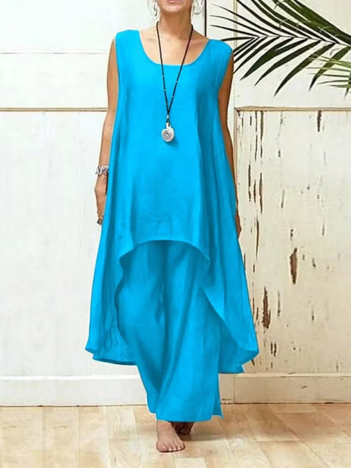 Imara | Women's Linen Sleeveless Asymmetric Tunic