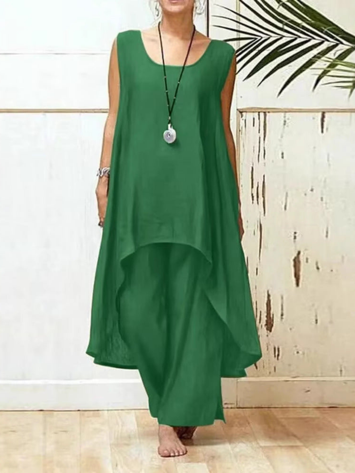 Imara | Women's Linen Sleeveless Asymmetric Tunic