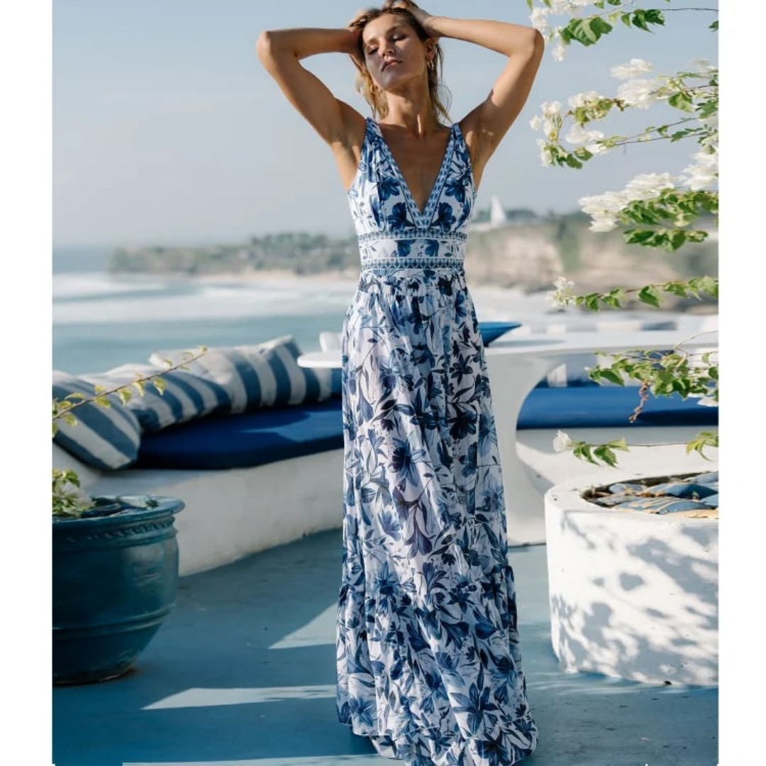 Isla | Women's Stretch Floral V-Neck One-Piece Swimsuit