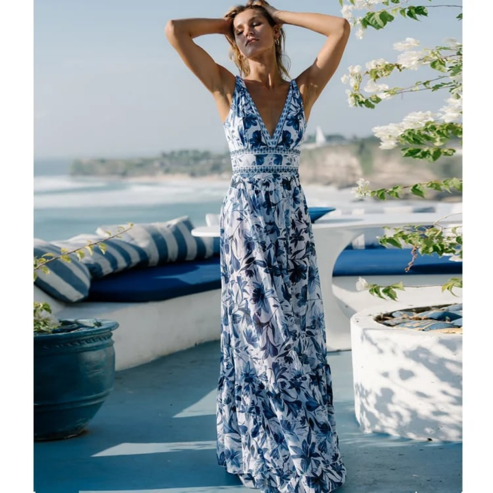 Isla | Women's Stretch Floral V-Neck One-Piece Swimsuit