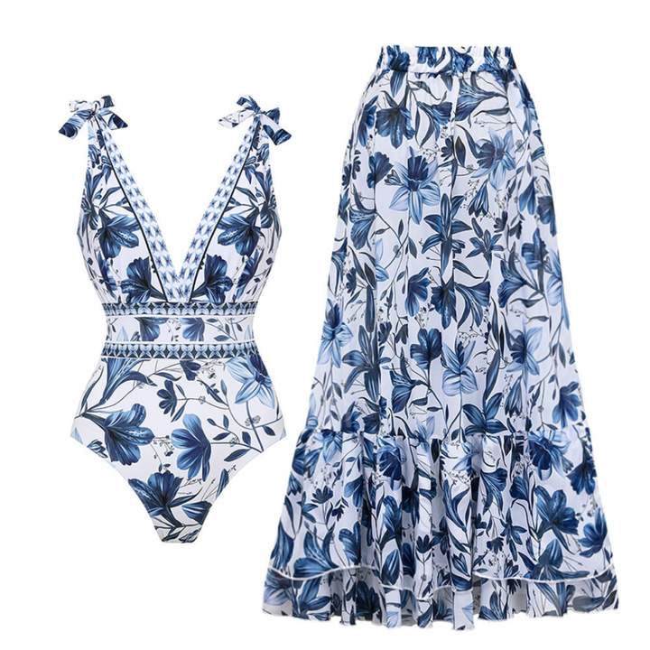Isla | Women's Stretch Floral V-Neck One-Piece Swimsuit
