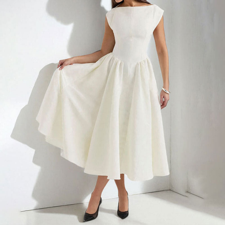 Isolde | Women's Linen Elegant White Graduation Dress