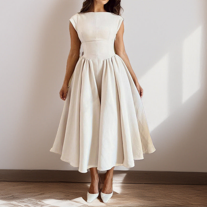 Isolde | Women's Linen Elegant White Graduation Dress