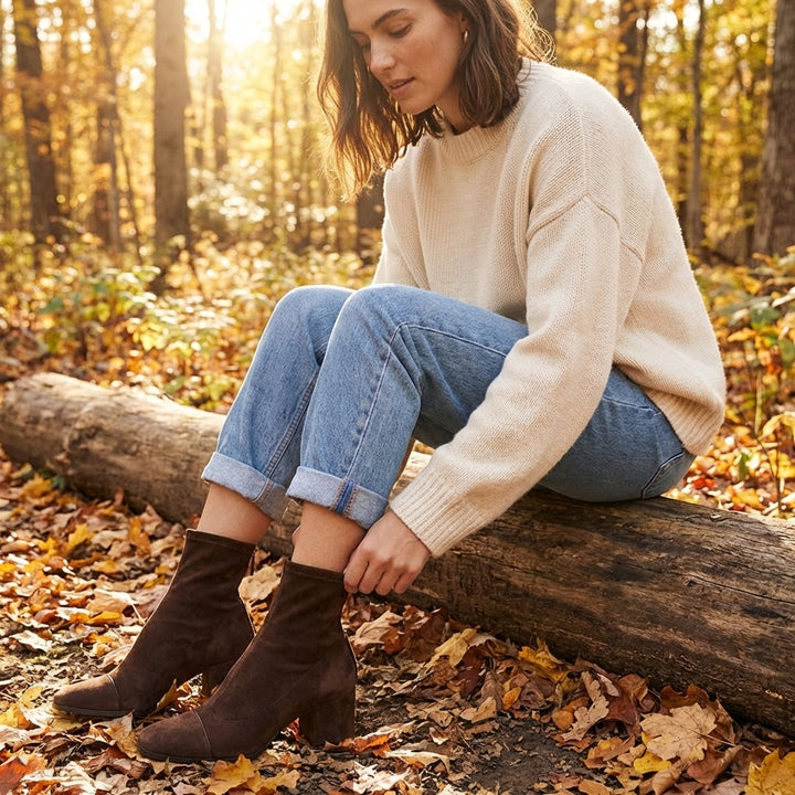 Jolene | Women's Dark Brown Suede Square Toe Block Heel Boots