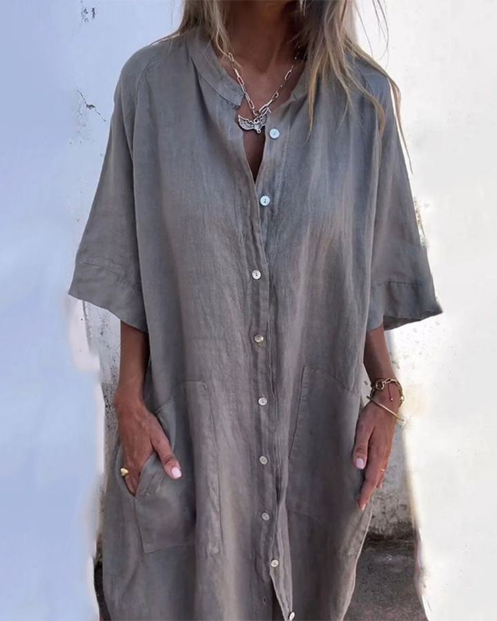 Jolene | Women's Linen Oversized Shirt Dress with Pockets