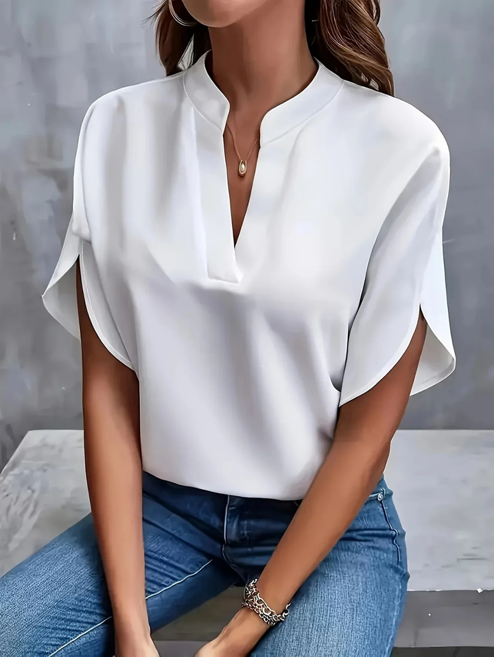 Jolene | Women's Satin V-Neck Split Sleeve Blouse