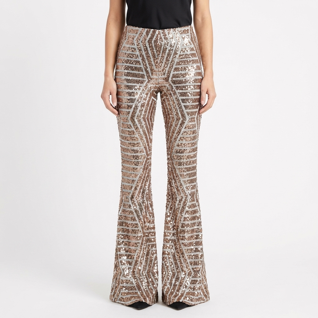 Jolene | Women's Sequin Flared Trousers Glamorous