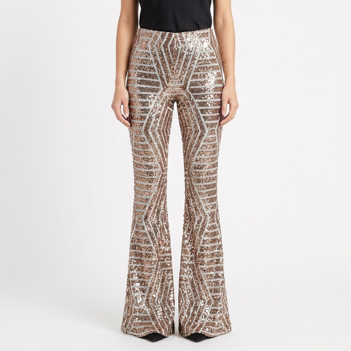 Jolene | Women's Sequin Flared Trousers Glamorous