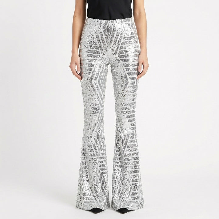 Jolene | Women's Sequin Flared Trousers Glamorous