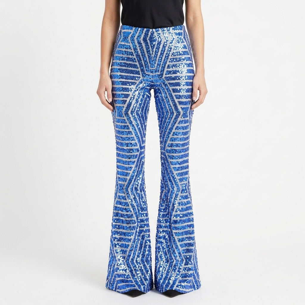 Jolene | Women's Sequin Flared Trousers Glamorous