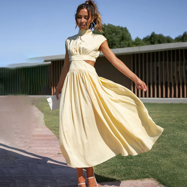 Jolene | Women's Stretch Ruched Cut-Out Midi Dress
