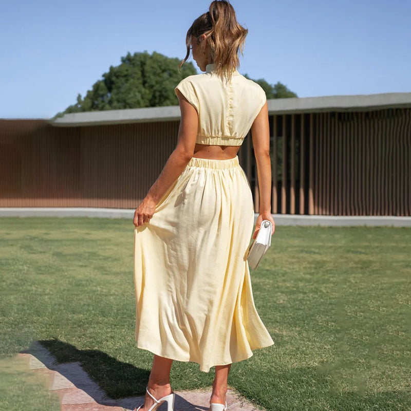 Jolene | Women's Stretch Ruched Cut-Out Midi Dress