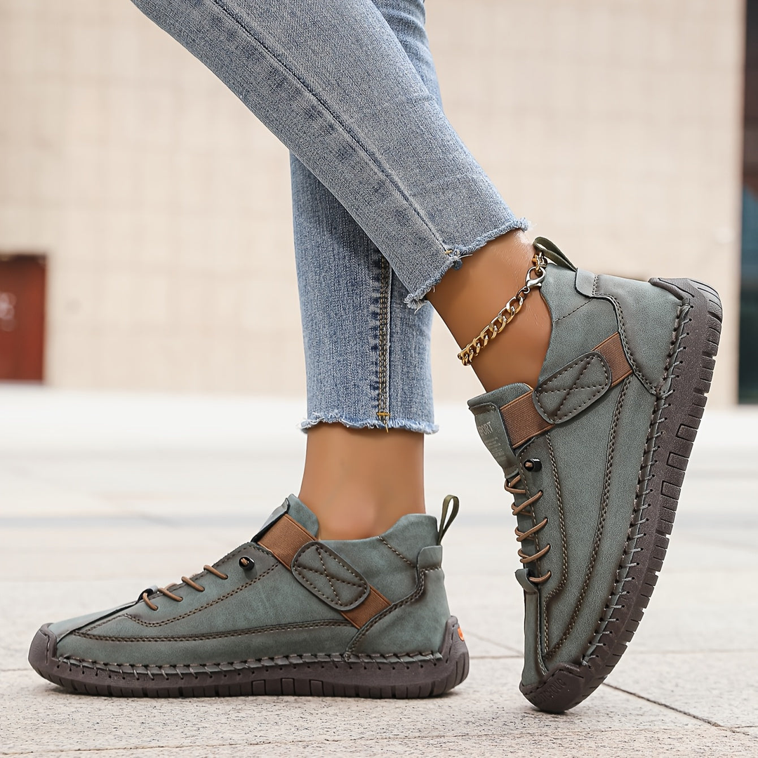 Jolene | Women's Suede Lace-Up Casual Flat Trainers