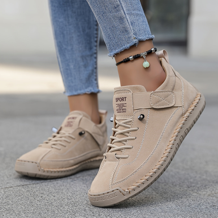 Jolene | Women's Suede Lace-Up Casual Flat Trainers