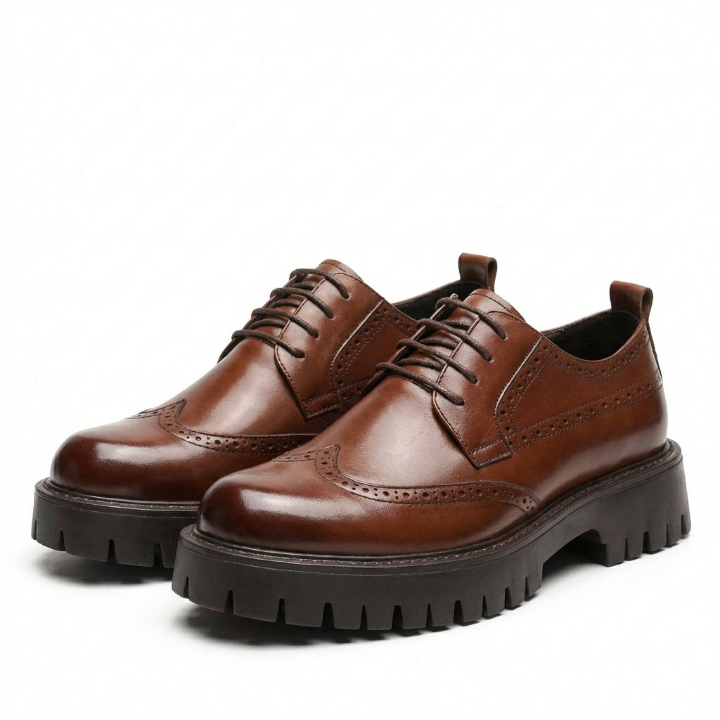 Lennox | Men's Leather Brogue Chunky Sole Lace-Up Shoes