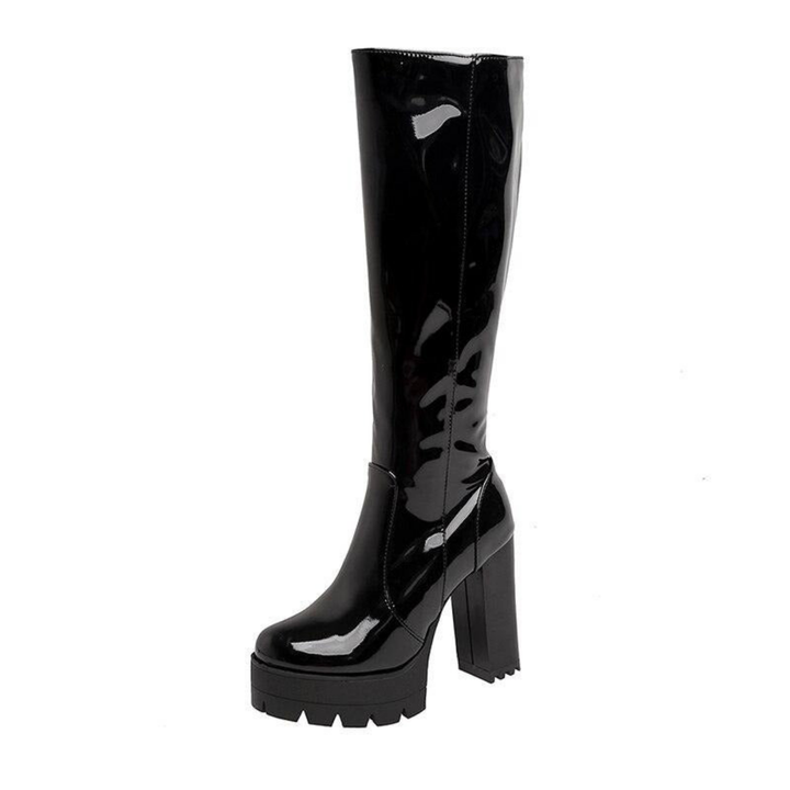 Lennox | Women's Leather Knee High Platform Block Heel Boots