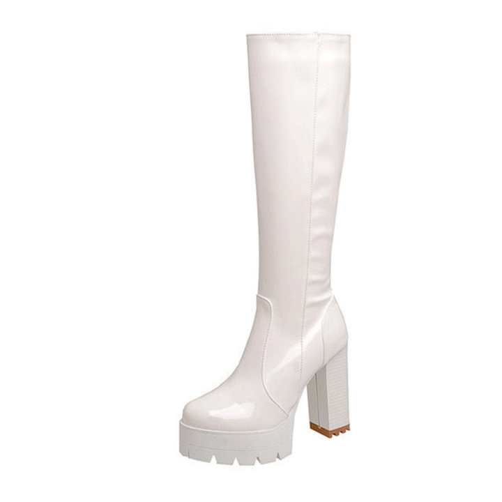 Lennox | Women's Leather Knee High Platform Block Heel Boots