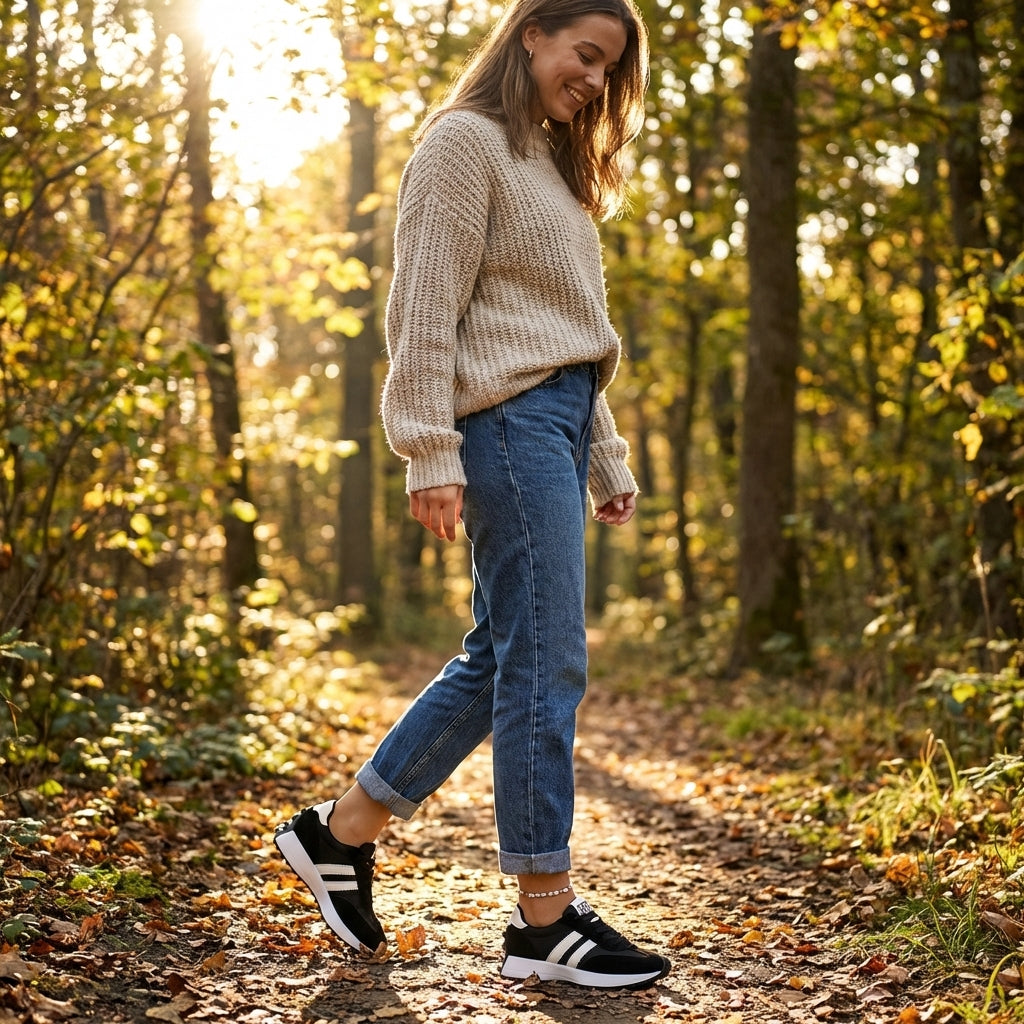 Lennox | Women's Suede Retro Stripe Lace-Up Trainers