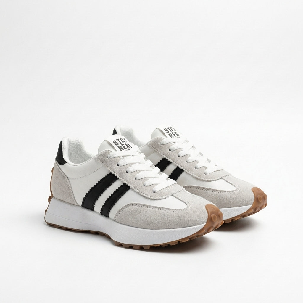 Lennox | Women's Suede Retro Stripe Lace-Up Trainers