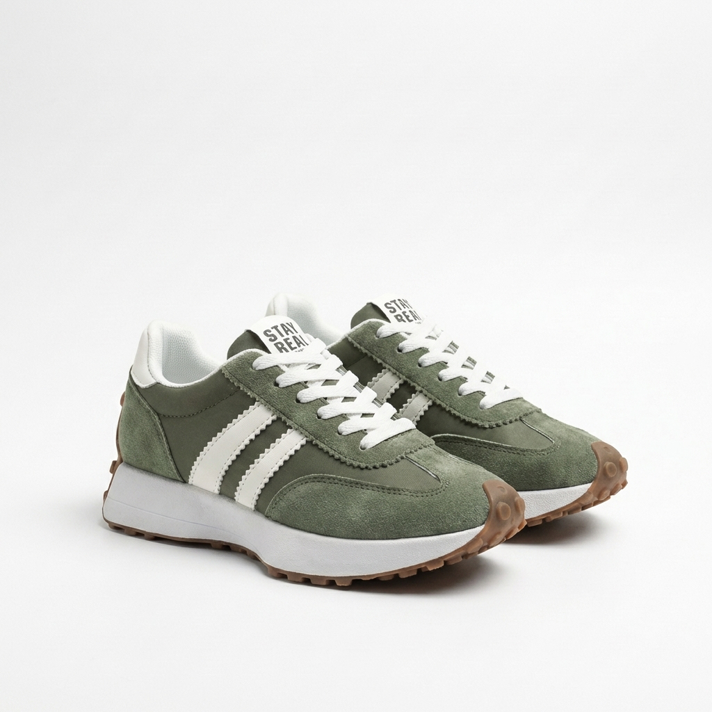 Lennox | Women's Suede Retro Stripe Lace-Up Trainers