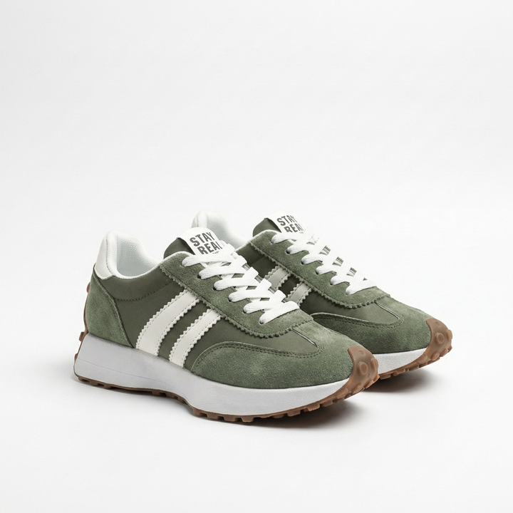 Lennox | Women's Suede Retro Stripe Lace-Up Trainers