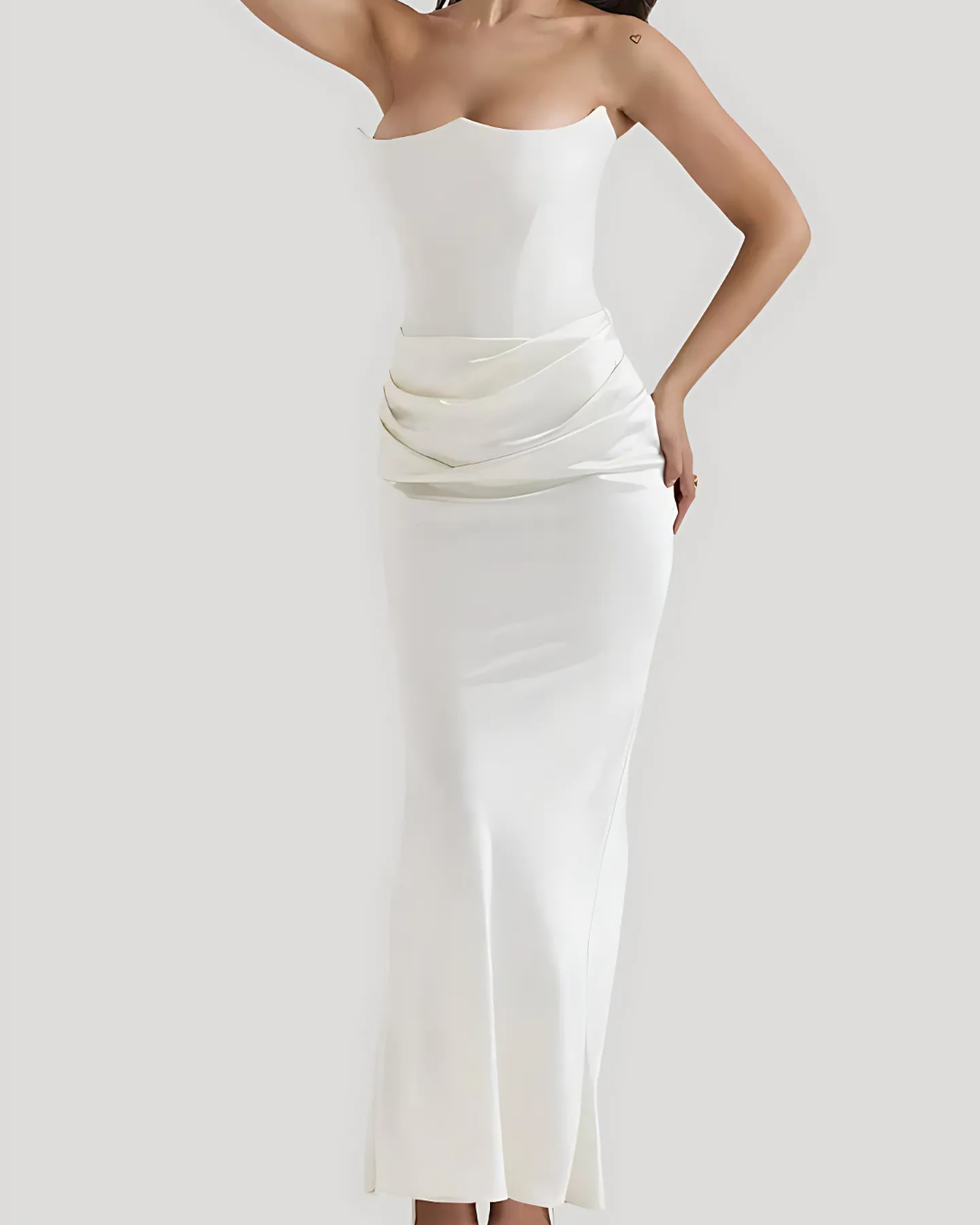Leonora | Women's Satin Strapless Corset Maxi Wedding Guest Dress