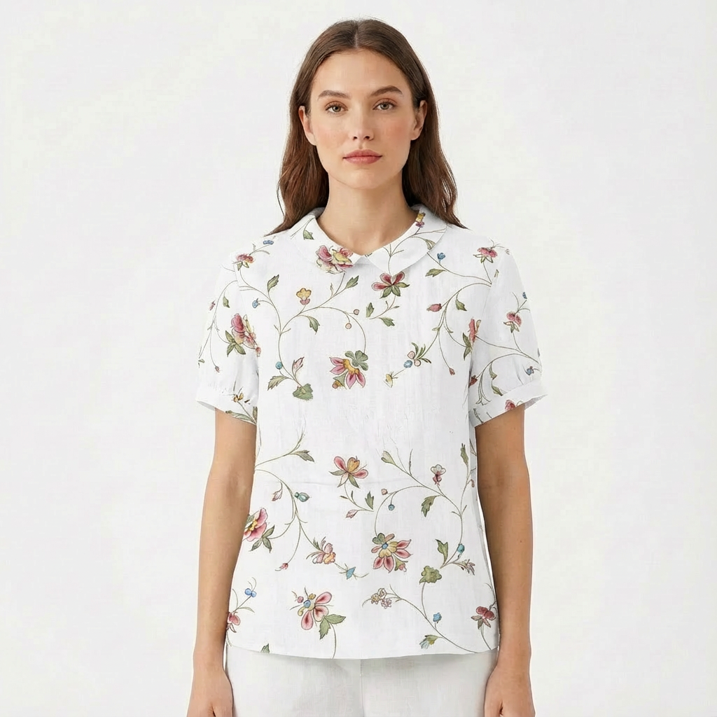 Lioren | Women Blouse With Collared Neckline | Short Sleeve