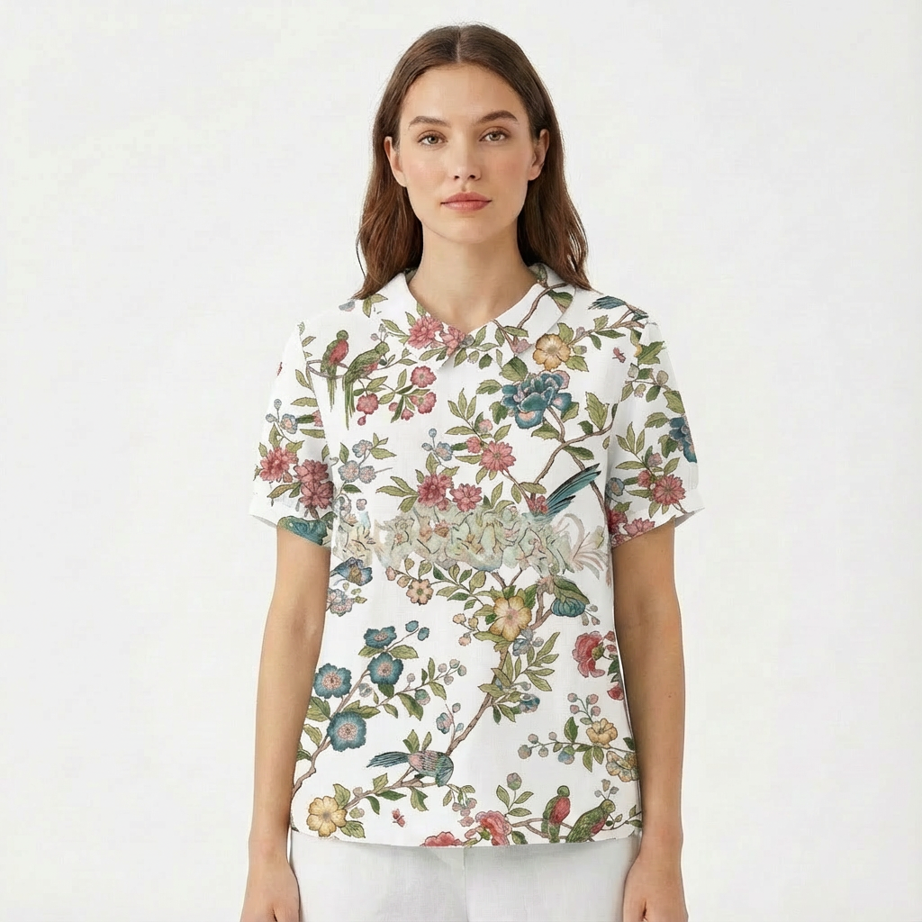 Lioren | Women Blouse With Collared Neckline | Short Sleeve