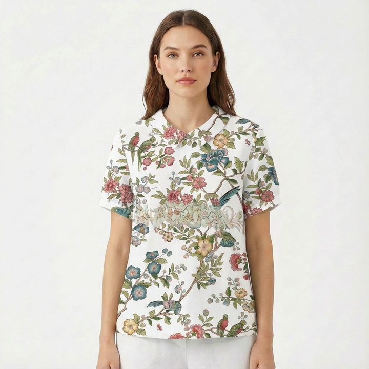 Lioren | Women Blouse With Collared Neckline | Short Sleeve