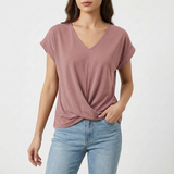 Lynette | Women Blouse With Twist Front | Short Sleeve