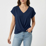 Lynette | Women Blouse With Twist Front | Short Sleeve