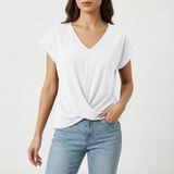 Lynette | Women Blouse With Twist Front | Short Sleeve