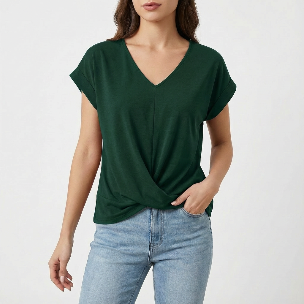 Lynette | Women Blouse With Twist Front | Short Sleeve