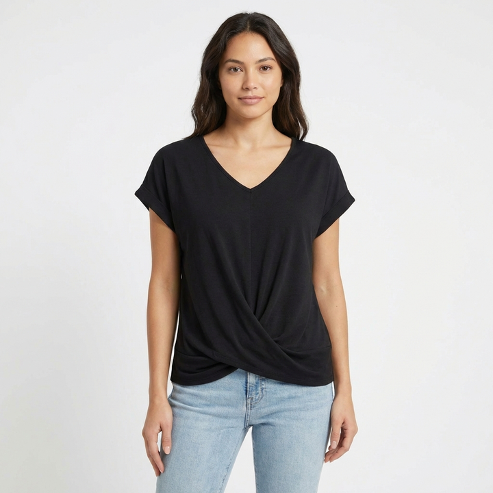 Lynette | Women Blouse With Twist Front | Short Sleeve