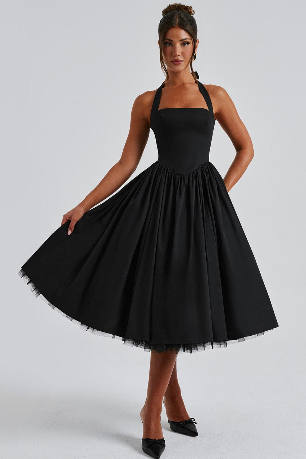 Mariette | Women's Breathable Halter Neck Full Skirt Wedding Guest Dress