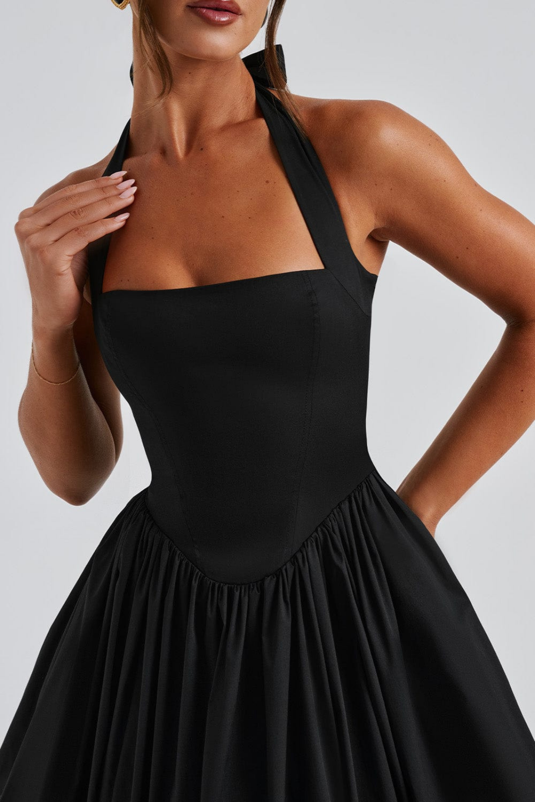 Mariette | Women's Breathable Halter Neck Full Skirt Wedding Guest Dress