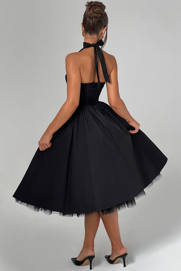 Mariette | Women's Breathable Halter Neck Full Skirt Wedding Guest Dress