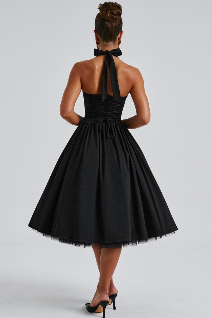 Mariette | Women's Breathable Halter Neck Full Skirt Wedding Guest Dress
