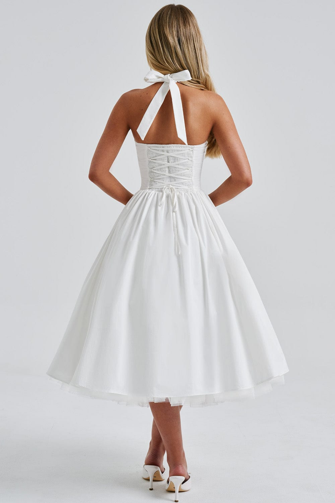 Mariette | Women's Breathable Halter Neck Full Skirt Wedding Guest Dress
