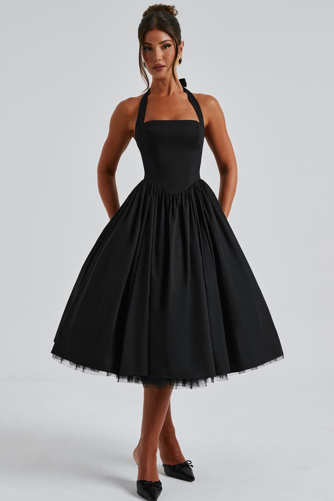 Mariette | Women's Breathable Halter Neck Full Skirt Wedding Guest Dress