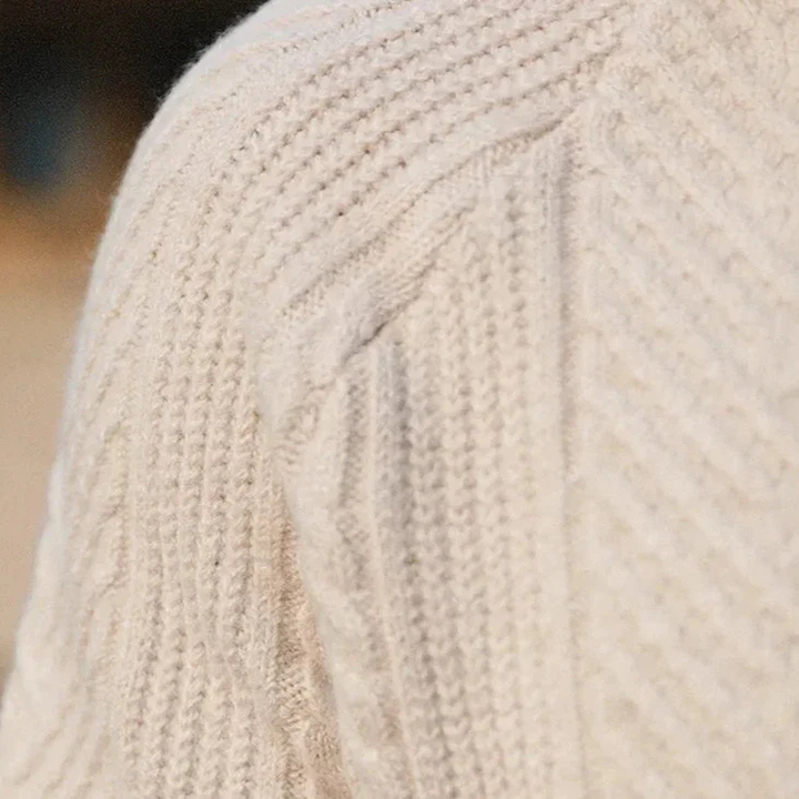 Marlowe | Men's Merino Wool Cable-Knit Polo Zip Neck Jumper