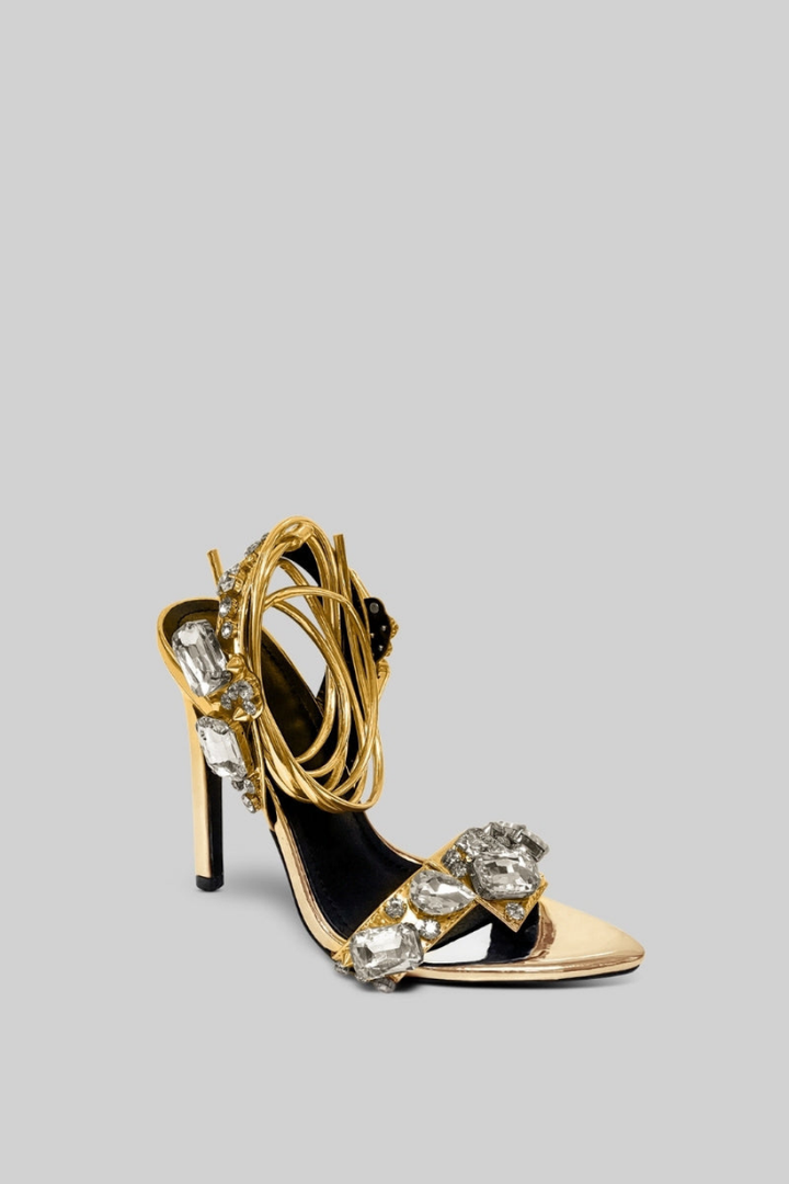 Marlowe | Women's Breathable Jewelled Lace-Up Stiletto Heels