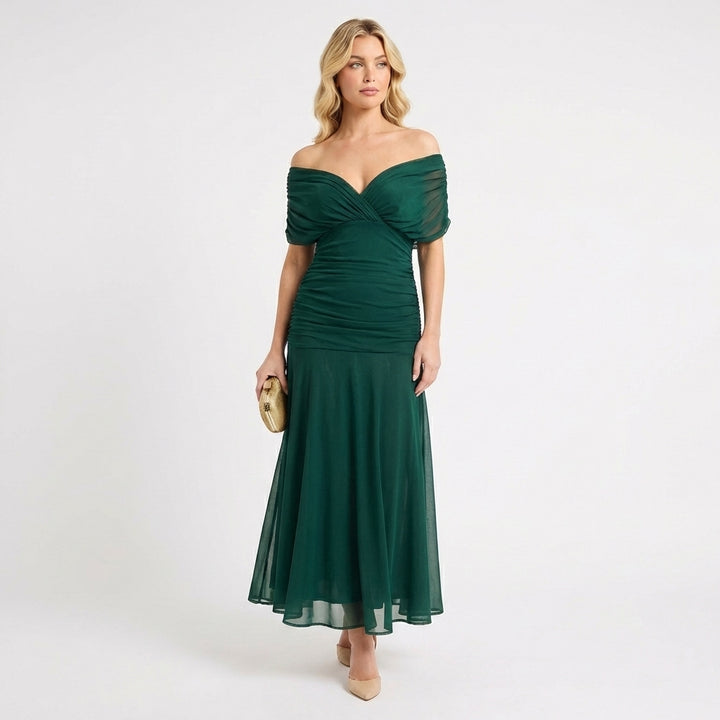 Marlowe | Women's Chiffon Off-Shoulder Floral Maxi Dress
