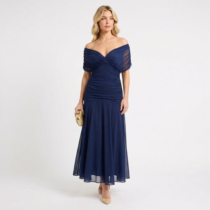 Marlowe | Women's Chiffon Off-Shoulder Floral Maxi Dress