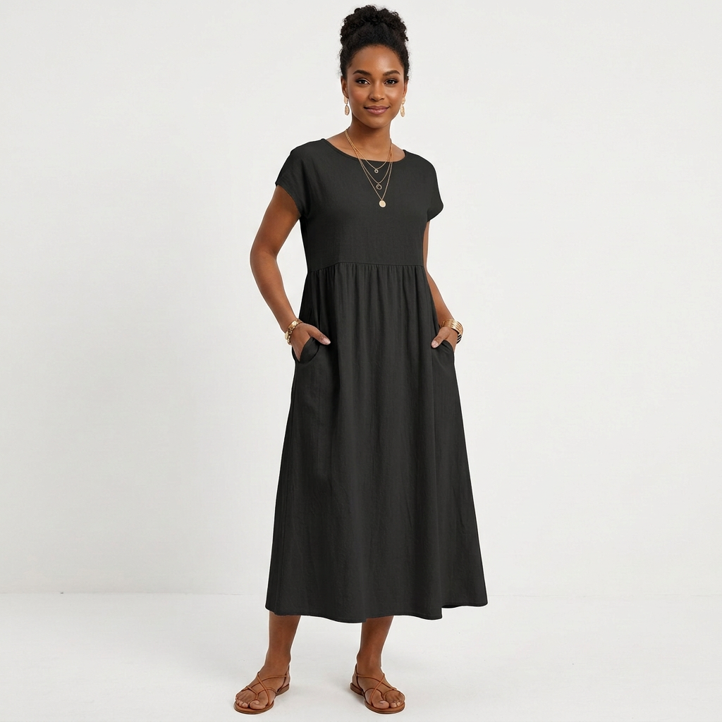 Marlowe | Women's Cotton Short Sleeve Smock Maxi Dress