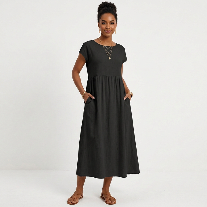 Marlowe | Women's Cotton Short Sleeve Smock Maxi Dress