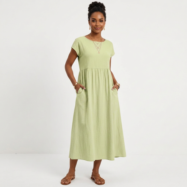 Marlowe | Women's Cotton Short Sleeve Smock Maxi Dress