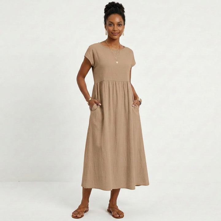 Marlowe | Women's Cotton Short Sleeve Smock Maxi Dress