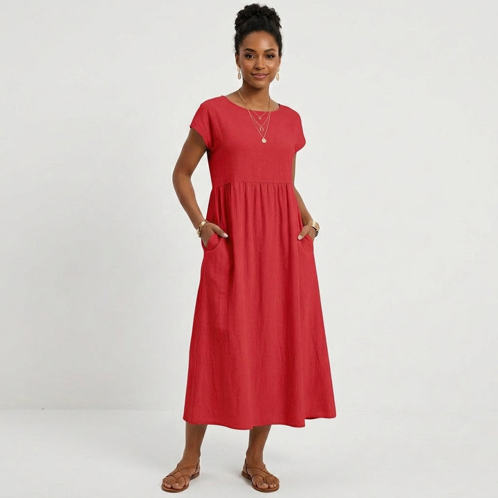 Marlowe | Women's Cotton Short Sleeve Smock Maxi Dress